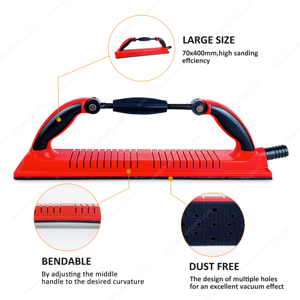 Bloque de lijado de mano ajustable, gancho y bucle de 70x400mm, extracción libre de polvo, herramienta de pulido de bloques de molienda flexible de plástico - Product Image 3