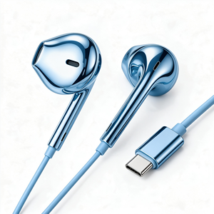 Chrome Gold Wired Type C <b>Earbuds</b> Metal Headphones Chrome Silver Wired Type C <b>Earbuds</b> Chrome <b>Pink</b> Wired Type C Earphones Coloured - Product Image 6