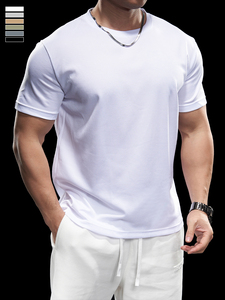 Active Wear Plus Size Men's Athletic T Shirts Shorts Sleeve Light Weight Ice Modal Workout Basic Sport Gym T-shirts for Men - Product Image 2