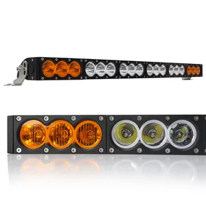 Lampu tembak LED mobil Amber Off road 32 37 inci, berbagai ukuran warna ganda 180 W 210 W 4X4 Bar lampu otomatis truk