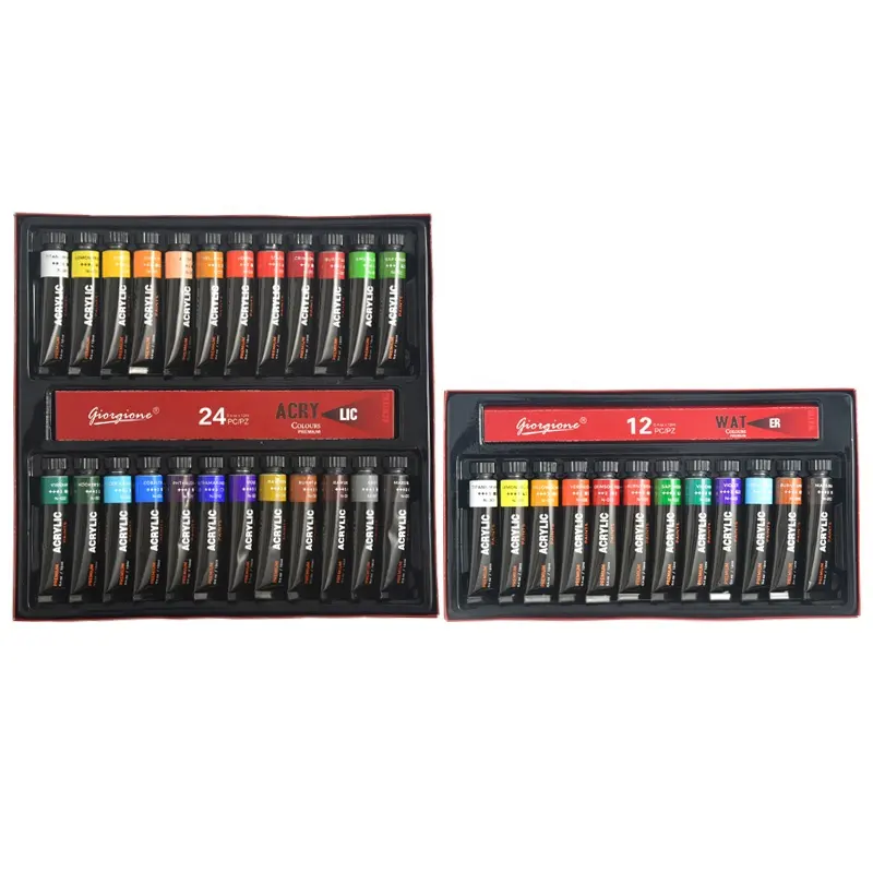 Giorgione Amazon Aluminum Tubes Acrylic Paint Set for OEM Hot Sale 24 Colors 12ml Free Sample Color Box Wholesale Watercolor Set