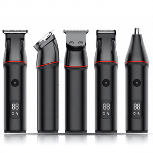 เครื่องตัดผมชายแบบชาร์จไฟผ่าน USB พร้อมหัวเปลี่ยนได้หลายแบบ ชุดโกนหนวดเครา จอแสดงผล LED เหมาะสำหรับใช้ในโรงแรม พร้อมที่เล็มขนจมูก - Product Image 1