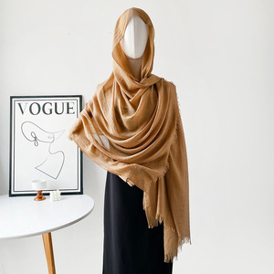 Women Ultra Soft Premium Cotton Linen <b>Wrap</b> Lightweight Long Solid Color Scarf Spring Autumn Party Wear - Product Image 2
