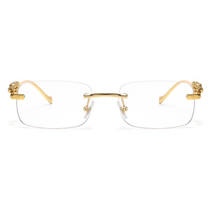 2572 Nuovi Occhiali da Sole Quadrati Senza Montatura in Metallo, Lenti Colorate UV400 Unisex con Decorazioni a Motivo Ghepardo - Product Image 5