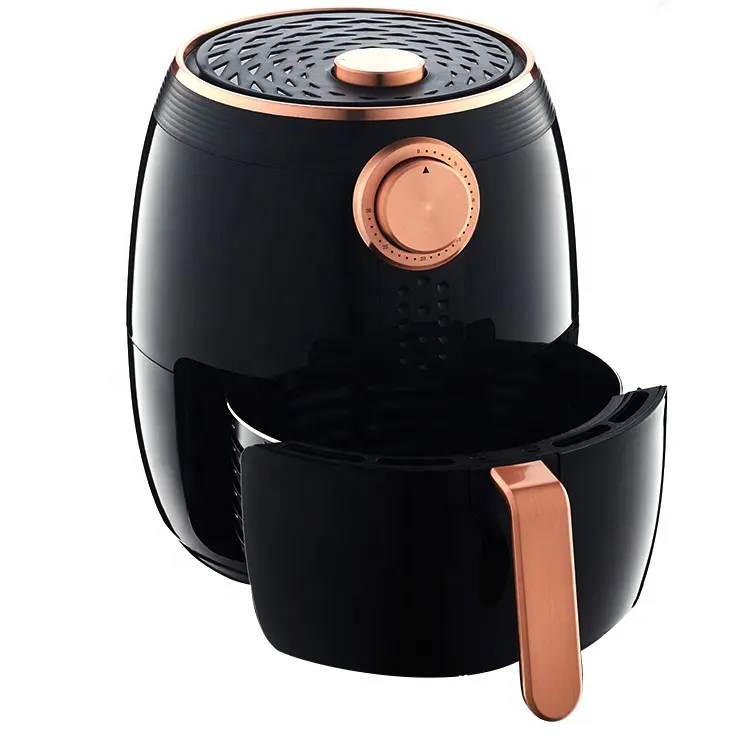 Baik MOQ LED Display 4L Aluminium PTFE Round Bentuk Udara Roaster Listrik Air Fryer