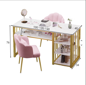 Table de manucure professionnelle résistante à l'acétone avec structure métallique, station de salon de beauté et organisateur de rangement pour techniciennes ongulaires - Product Image 5