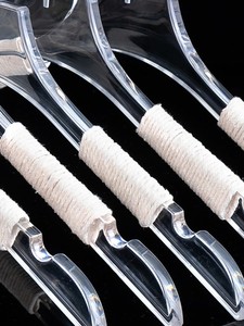 Cintres personnalisés transparents en acrylique pour vêtements, antidérapants, avec <span class=keywords><strong>corde</strong></span> en coton - Product Image 2