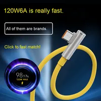 Câble de données 120W Type-C pour téléphones mobiles Super Fast 6A Charging Right Angle USB Compatible pour TPE Jacket 2m 5m Cable