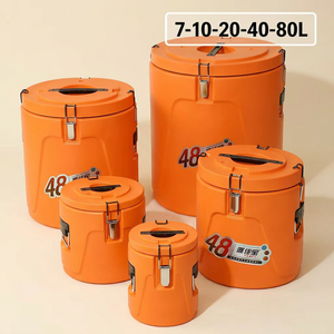 Lot de 5 chauffe-plats isothermes en acier inoxydable <span class=keywords><strong>orange</strong></span>, grande capacité, ensemble de marmites chaudes, boîte isotherme pour aliments - Product Image 1