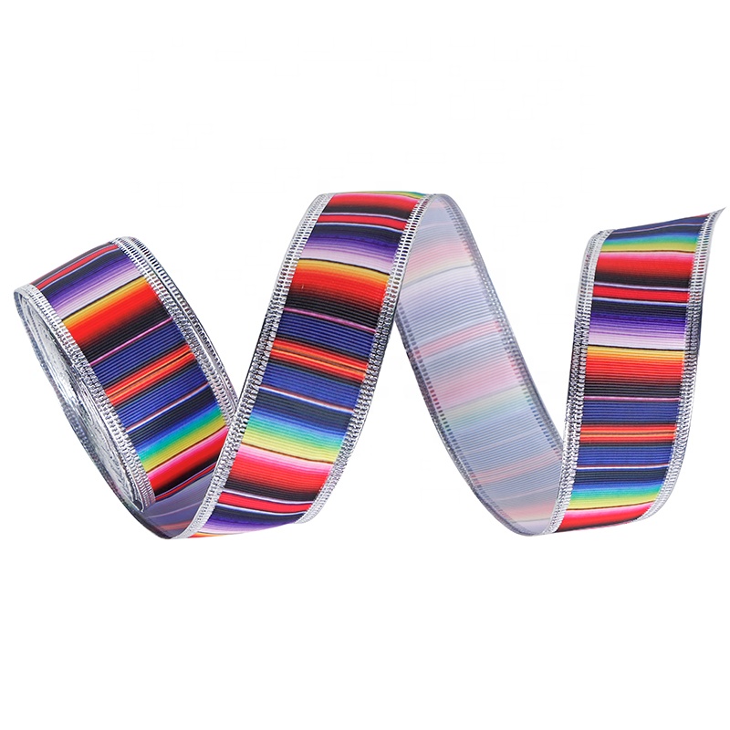 Fiesta Ribbon Mexican Serape Ribbon Rainbow Stripes Colorful Grosgrain Ribbon for DIY Wrapping, Fall Crafts Decoration