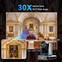 Cámara PTZ para Transmisión en Vivo, 4K 60fps, Zoom Óptico 30x, Seguimiento por IA, PoE, NDI, USB3.0, SDI, Zoom Digital 16x, Potente