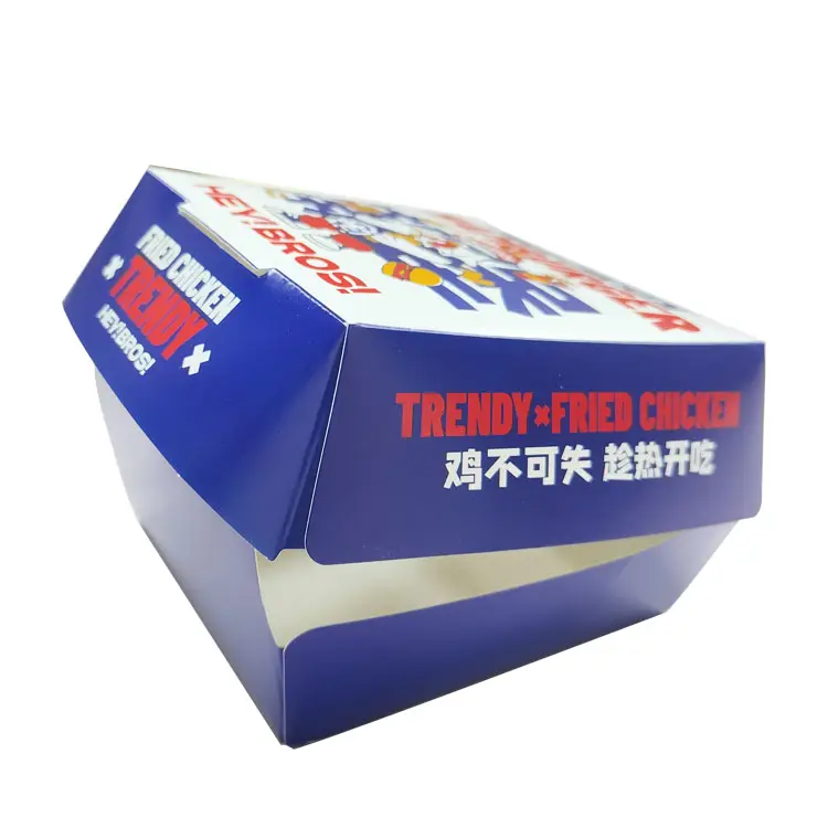 Custom printed snacks hamburger fast food paper container french fries fried chicken wing packaging boxes