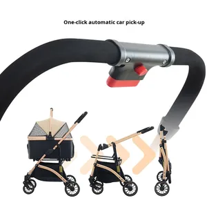 Poussette pliable pour <span class=keywords><strong>chien</strong></span> et chat BNDC Benedict en plastique avec absorption des chocs, panier amovible, 4 roues, compatible moto et <span class=keywords><strong>voiture</strong></span> - Product Image 3