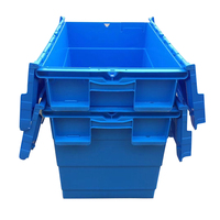 Boîte en plastique avec couvercle attaché, caisses en plastique avec couvercle attaché, conteneur de rangement quotidien pour la maison avec couvercle, caisse de déménagement en plastique