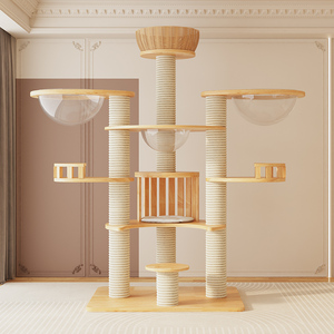 מתקני טיפוס לחתולים מעץ מלא, סיסל, ידידותיים לסביבה, בסגנון מגדל, 4 קומות, קרטון, סיטונאי, התאמה אישית - Product Image 6