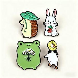Broches Métalliques Personnalisées Animaux Mignons de <span class=keywords><strong>Dessin</strong></span> Animé - Badges en Alliage Ourson Parapluie & Grenouille Fleur pour <span class=keywords><strong>la</strong></span> Mode et les Cadeaux - Product Image 1