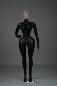 Maniquí femenino negro de cuerpo completo, talla grande, con busto y caderas anchas, para exhibición en tienda de ropa de estilo <span class=keywords><strong>occidental</strong></span>. - Product Image 3