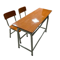 Bureau et chaise de classe personnalisables, hauteur réglable, bureau d'étude pour étudiants, bureau d'école, 2 places avec deux chaises