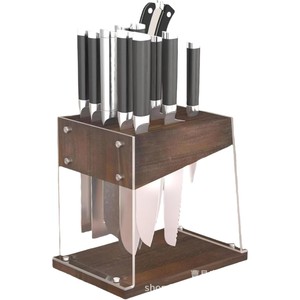 <b>Wooden</b> Knife Rack 6.3x7.3 In Solid Wood 7pcs Capacity Magnetic Knife <b>Block</b> Kitchen Storage - Product Image 2