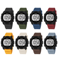 Montres de sport unisexes pour hommes avec écran LED numérique rétroéclairé, étanches 10 bars, grand cadran, chronomètre, alarme, date, montres-bracelets pour l'extérieur