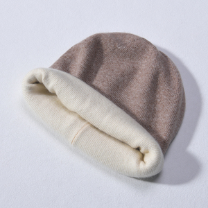 Jxwatcher Bonnet de ski double couche à revers pour <span class=keywords><strong>femme</strong></span>, en cachemire tricoté réversible, uni, de luxe, de créateur - Product Image 5