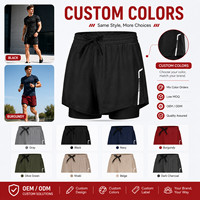 Pantalones Cortos Deportivos 2 en 1 para Hombre con Logotipo Personalizado OEM, de Secado Rápido, Profesionales, para Gimnasio y Entrenamiento, con Forro de Compresión