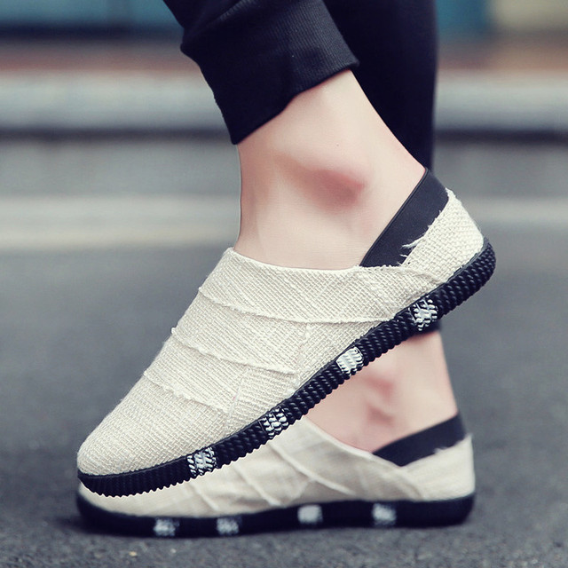 New Breathable Solid Color Linen Upper Men's Casual Style Fashion Trendy Single Shoes Footwear