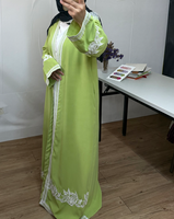 Abaya élégante et modeste R-871 avec dentelle et ensemble 2 pièces en crêpe respirant pour femmes musulmanes