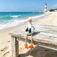 Figura Decorativa de Gaviota de Resina, Estilo Náutico Costero, con Patas Colgantes, Adorno para Mesa de Playa u Hogar, Regalo