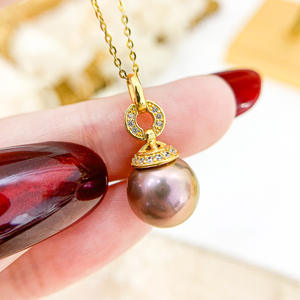 Pendentif en argent WENCHI S925 avec perles rondes de 9 à 15 mm, accessoires de mode DIY, collier pour femmes, modèle 10490, Chine - Product Image 2