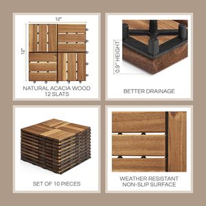 Azulejos de cubierta entrelazados WPC Premium Diseño moderno Impermeable Todo tipo de clima Uso en interiores/exteriores Juntas de teca dorada 3D - Product Image 2