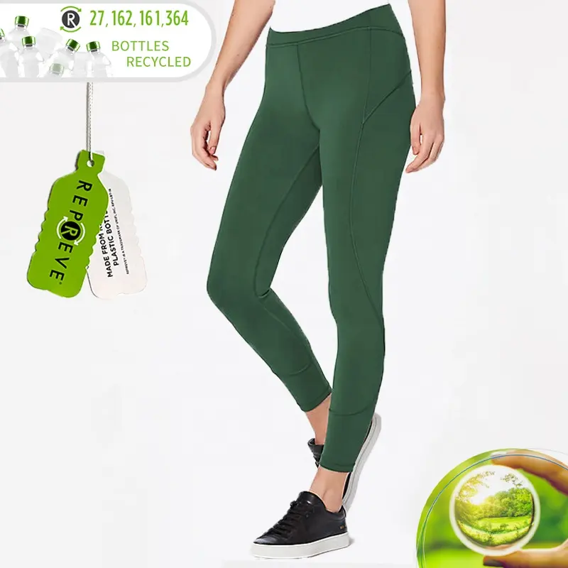 PROVARE riciclato di active wear athletic sportswear rpet poliestere umidità ghette di yoga con pantaloni di lunghezza della caviglia di Allenamento In Esecuzione Collant