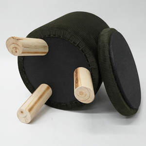 Factory Customized Living Room Bedroom New Velvet Footstool Round <strong>Stool</strong> Wooden <strong>Legs</strong> - Product Image 5