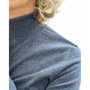 Pull à col roulé décontracté pour femme Heyfoo 100% cachemire, col à nœud, appliques florales, long cardigan gris-6, saison automne-hiver - Product Image 1