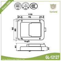 Loquet à palette encastré en acier GL 12127, loquet de compression verrouillable pour boîte à outils de remorque
