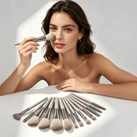 Ensemble de 12 pinceaux de maquillage, outils cosmétiques professionnels avec pinceau éventail, pinceau blush et pinceau poudre