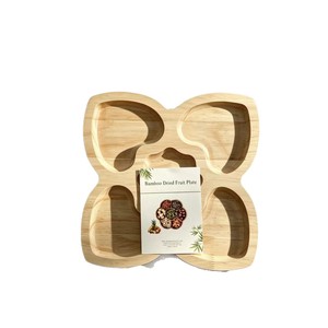 Bamboo Dried Fruit Plate 4 Compartment Serving <b>Tray</b> For Snacks Nuts Coffee <b>Tea</b> Hotel Use - Product Image 1