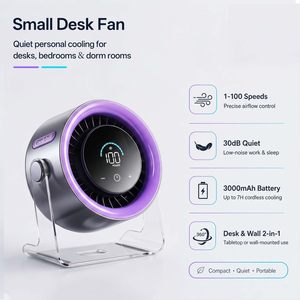 Ventilador USB de Escritorio en Oferta, Recargable de 5000mAh, con Control Táctil, Ultra Silencioso, Ajustable, para Oficina, Hogar, Exteriores, Plástico, para Auto - Product Image 2