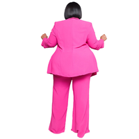 Ensemble deux pièces professionnel décontracté pour femmes grandes tailles, style modeste, pantalon à lacets à manches longues, uni, printemps