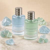 Flacon de parfum en verre vide de luxe rose doré de 100 ml, personnalisé, en forme de cylindre, avec pulvérisateur à sertir, vente en gros Anding Stock