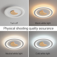 Lustre LED moderne en fer à télécommande, design simple en forme de lune, pour chambre à coucher et maison