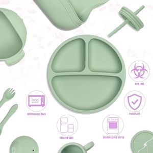 Juego de alimentación para bebés de silicona impermeable con diseño de dibujos animados, portátil, sin BPA, a prueba de fugas, ecológico, de 3 piezas: baberos, cubiertos y plato (Servicio OEM) - Product Image 4