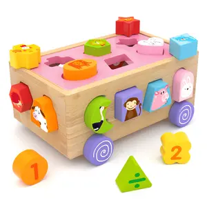 다기능 트랙터 나무 모양 쌍 장난감 18 구멍 나무 트레일러 동물 장난감 벽돌 아기 장난감 교육