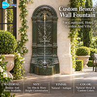 Fontaine murale classique en bronze, sculpture antique en laiton et cuivre, élément aquatique personnalisé pour hôtel, villa, jardin, cour, place publique