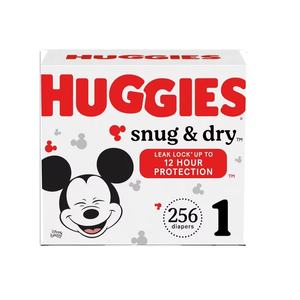 Couches pour nouveau-nés Huggies Snug & Dry Taille 1 (8-14 Lbs) 256 couches en coton avec caractéristiques imprimées Modèle Taille 4 - Product Image 1