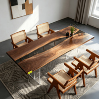 Table à manger carrée en résine de noyer, style moderne minimaliste, résistante aux rayures, multifonctionnelle