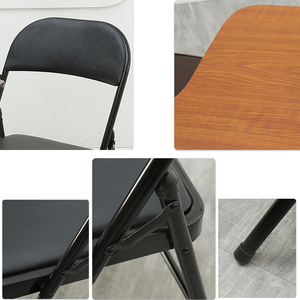 Moderna copertura ergonomica <span class=keywords><strong>in</strong></span> <span class=keywords><strong>pelle</strong></span> pieghevole sedia da ufficio per la formazione con schienale <span class=keywords><strong>in</strong></span> metallo e scritta - Product Image 2