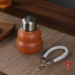 Titanium Gourd Cup Handmade Bamboo Woven Portable Outdoor Water Bottle With Tea Strainer Lightweight Gift For Home Office - Product Image 3