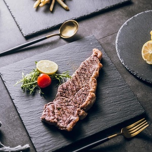 BBQ Rectangle Slate Plates Cheap Black Slate Plate Dinner Wedding Decoration Dishes Minimalist Brown Box <b>Dinnerware</b> Sets Cup Kit - Product Image 2