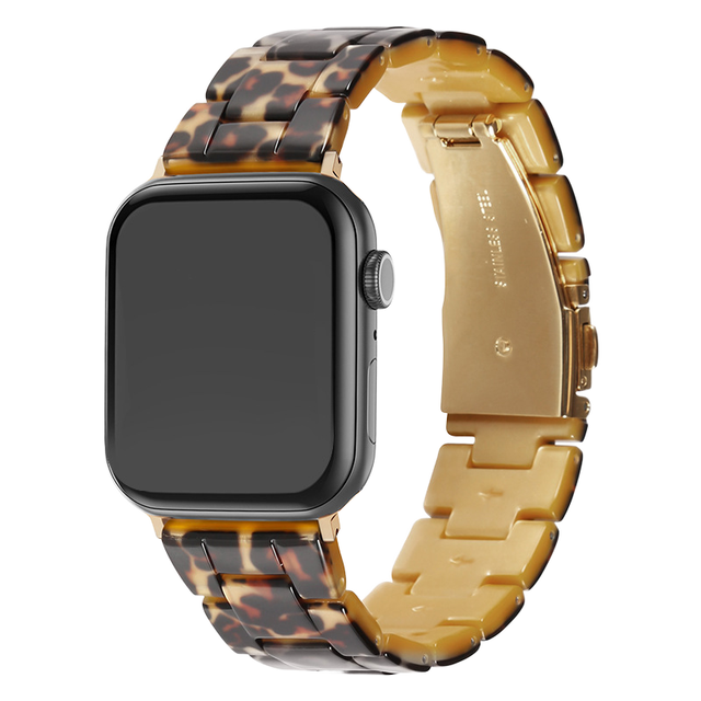 Win-Win Leopard Transparent Resin Watch Band for Apple Watch 42mm 46mm 49mm Replacement Strap